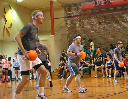 playing dodgeball