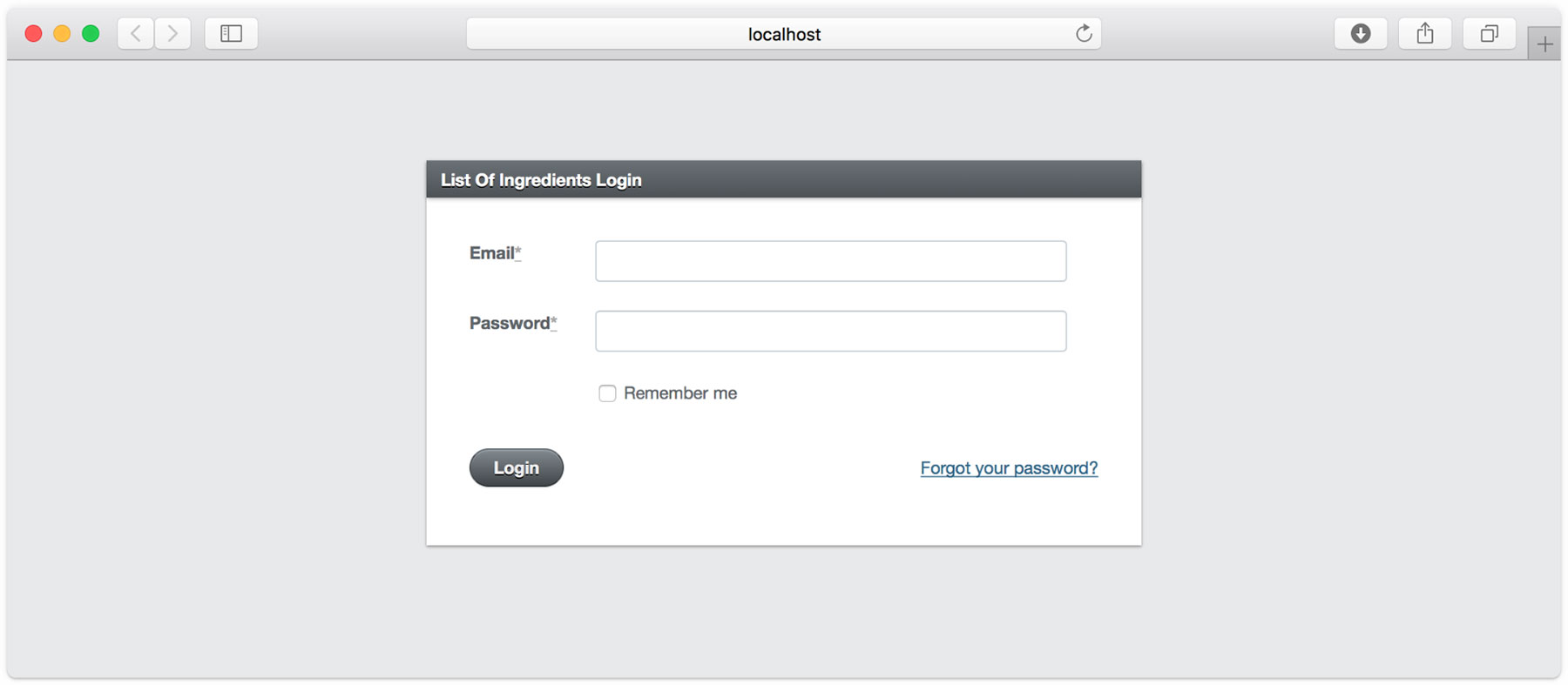 The ActiveAdmin login page