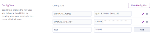 Setup config vars