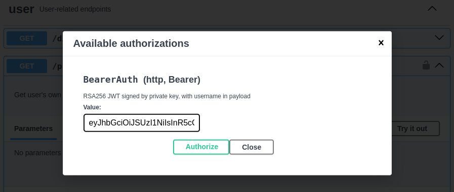 Swagger authenticate