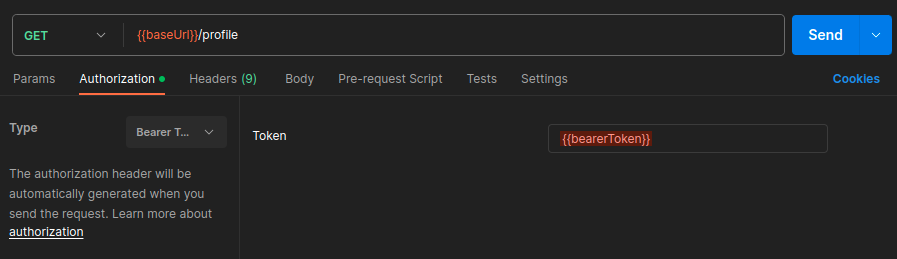 Postman bearerToken variable
